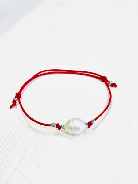 Red Cord & Pearl bracelet