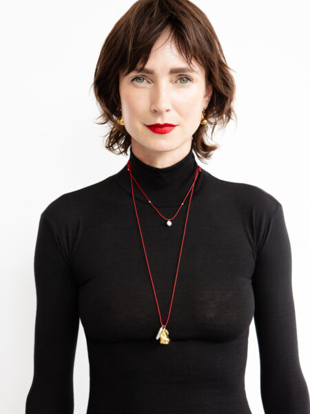 Red Cord & Pearl necklace