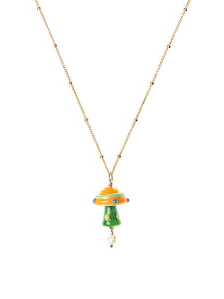 Amanita Muscaria Necklace - orange/green