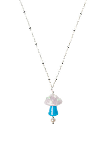 Amanita Muscaria Necklace - lilac/blue